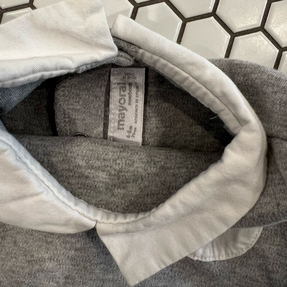 Mayoral Peter Pan Collar One Piece - grey & white, 4-6 months - Picture 2 of 3